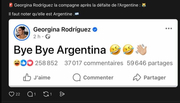 Non, Georgina Rodríguez ne s'est pas réjouie de la défaite de l'Argentine en finale du Mondial 2026